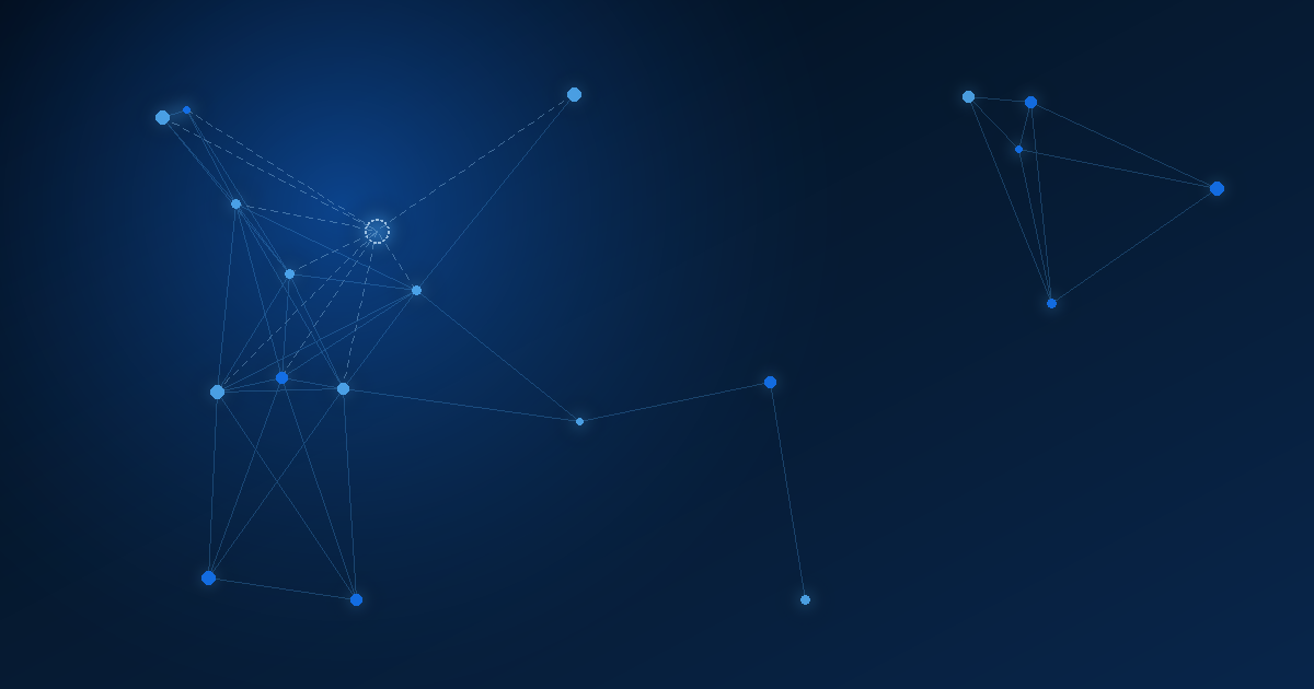 Abstract network graphic representing a missing link of evidence between connected automated systems